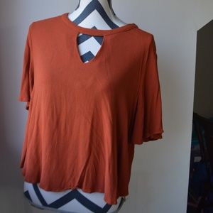 FALL Cropped Tee Keyhole Neckline| Elodie